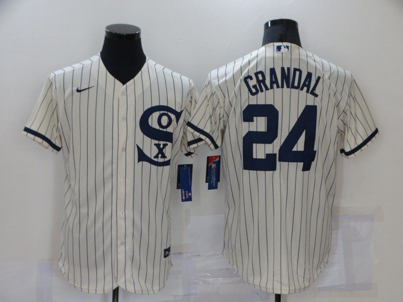 Men Chicago White Sox #24 Grandal Cream stripe Dream version Elite Nike 2021 MLB Jerseys